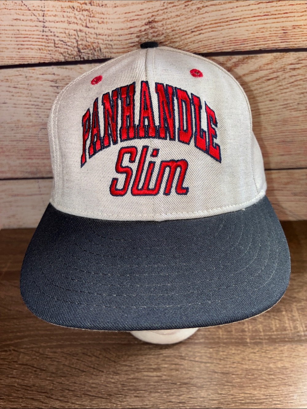 Vintage Pro Line Panhandle Slim White Cap with Black Visor and Red Embroidery